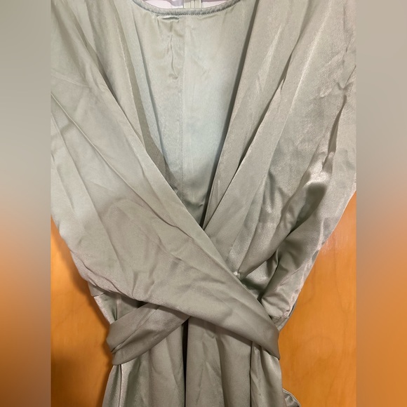 NWT Silky Sage Green Cross Front Dress - Picture 4 of 4